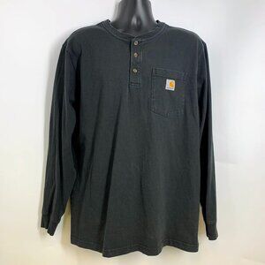 Carhartt Men's Henley Button Pocket Cotton Long Sleeve Crew Neck Shirt Size L